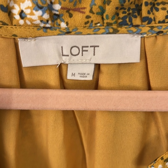 Loft Gold Floral Long Sleeve Dress - size Medium - Picture 2 of 7